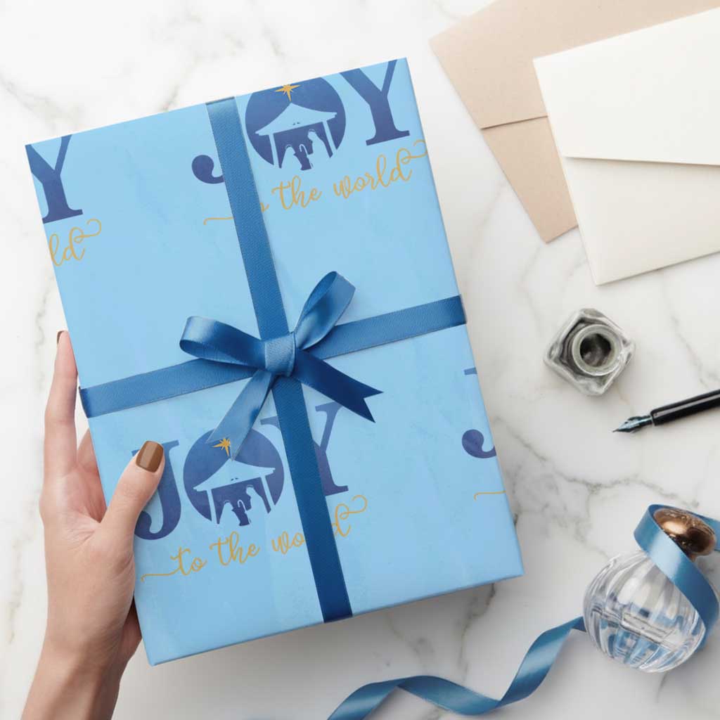 Joy To The World Wrapping Paper Roll Christian Christmas Nativity Scene Star Of Bethlehem - Wonder Print Shop
