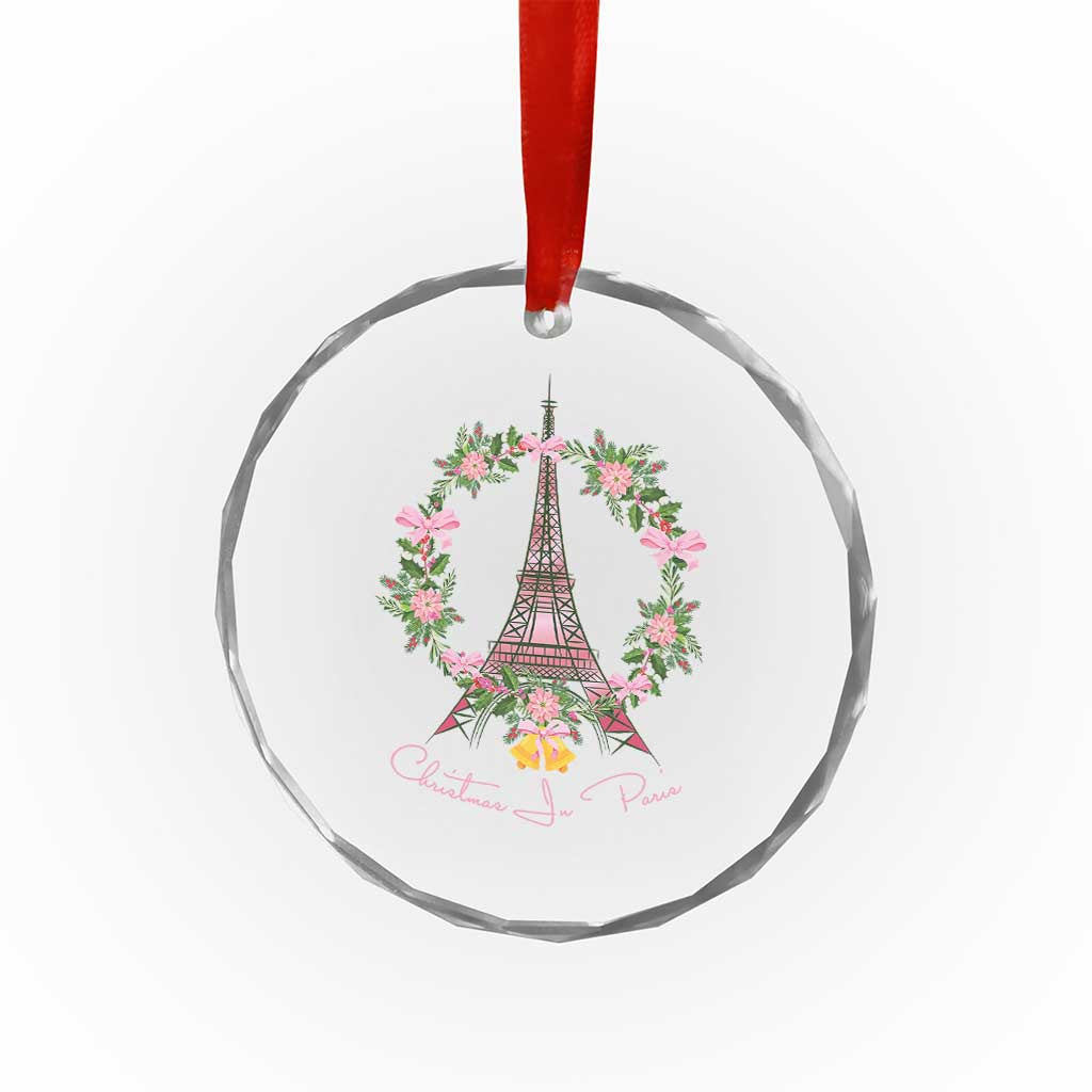 Joyeux Noel Eiffel Tower Christmas In Paris Crystal Glass Ornament TS09
