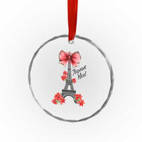 Joyeux Noel Eiffel Tower Crystal Glass Ornament Christmas In French Coquette Bow - Wonder Print Shop