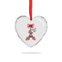 Joyeux Noel Eiffel Tower Heart Crystal Glass Ornament Christmas In French Coquette Bow - Wonder Print Shop