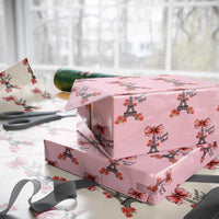 Joyeux Noel Eiffel Tower Wrapping Paper Roll Christmas In French Coquette Bow - Wonder Print Shop