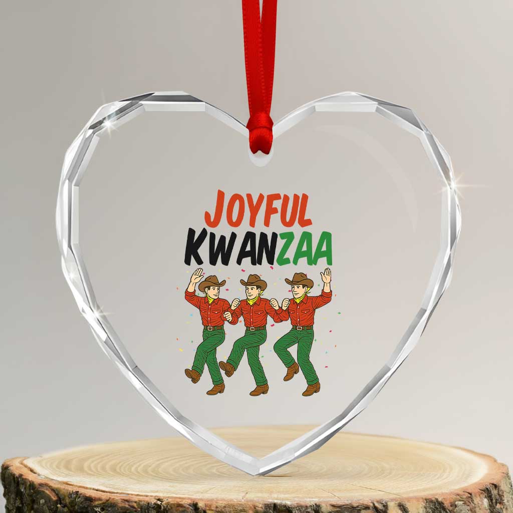 Joyful Kwanzaa Cowboy Heart Crystal Glass Ornament Festival Of Lights African Heritage Gift - Wonder Print Shop