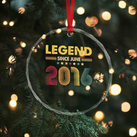 June 10th Birthday Crystal Glass Ornament Legends Since June 2016 Retro Bday