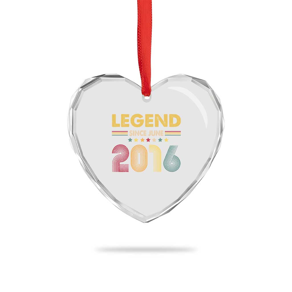 June 10th Birthday Heart Crystal Glass Ornament Legends Since June 2016 Retro Bday