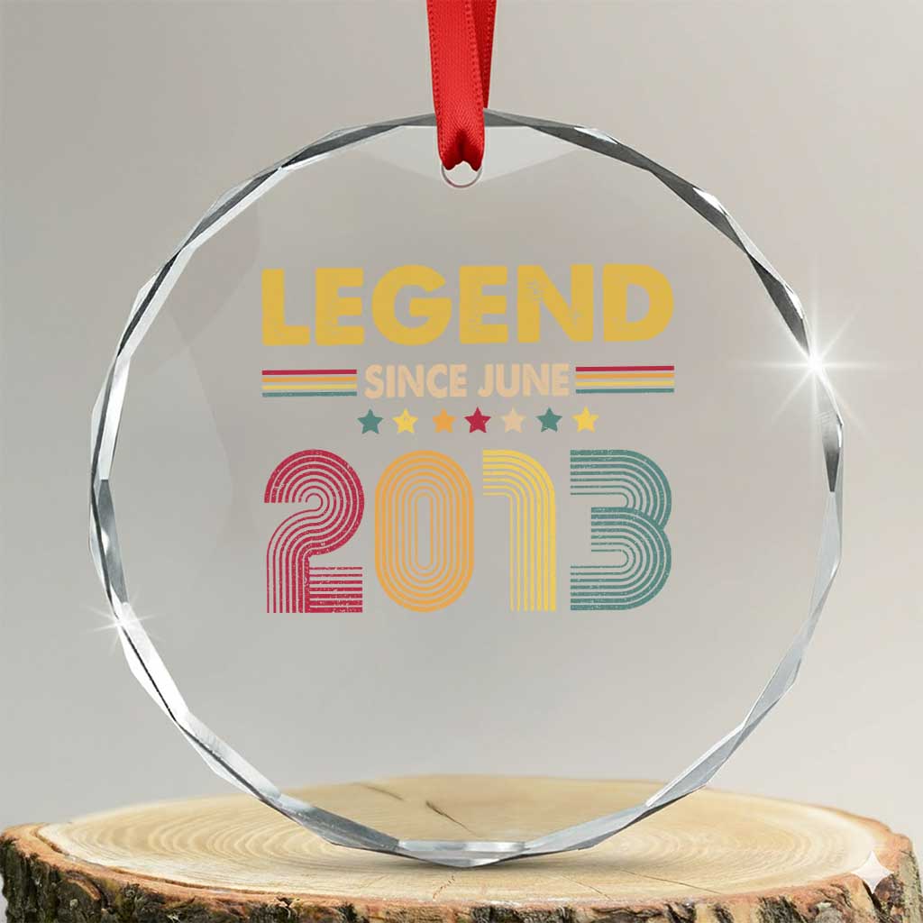June 13th Birthday Crystal Glass Ornament Legends Since June 2013 Retro Bday