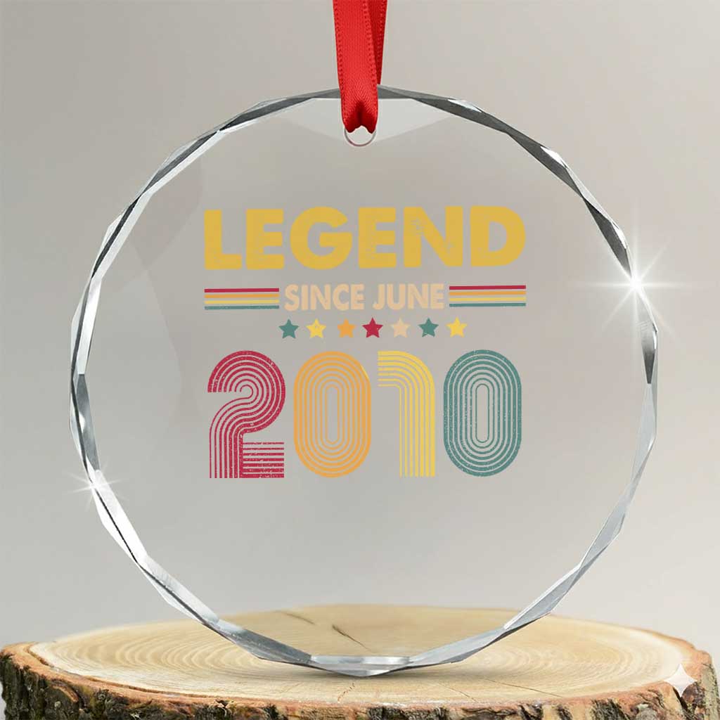 June 16th Birthday Crystal Glass Ornament Legends Since June 2010 Retro Bday