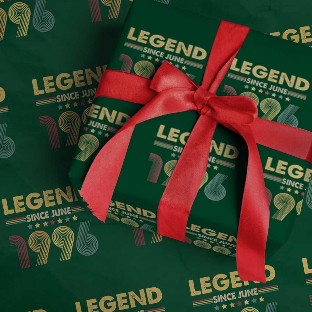 June 30th Birthday Wrapping Paper Roll Legends Since June 1996 Retro Bday
