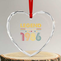 June 40th Birthday Heart Crystal Glass Ornament Legends Since June 1986 Retro Bday