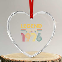 June 50th Birthday Heart Crystal Glass Ornament Legends Since June 1976 Retro Bday