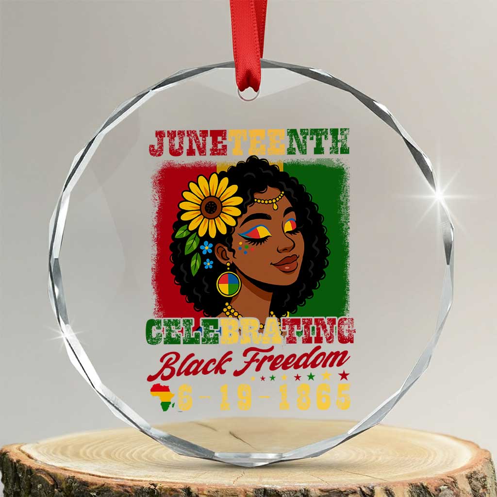 Juneteenth 1865 Black Freedom Celebration Crystal Glass Ornament Afrocentric Pride Melanin Girl - Wonder Print Shop