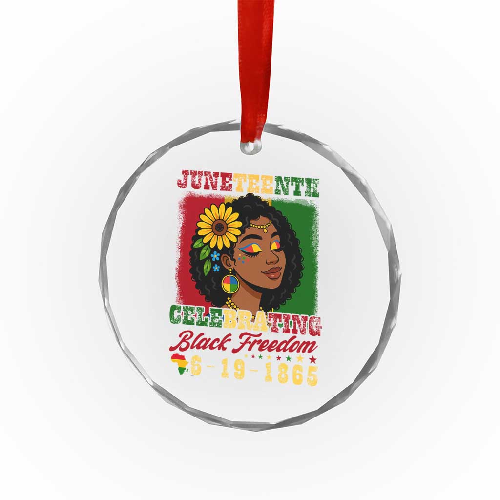 Juneteenth 1865 Black Freedom Celebration Crystal Glass Ornament Afrocentric Pride Melanin Girl - Wonder Print Shop