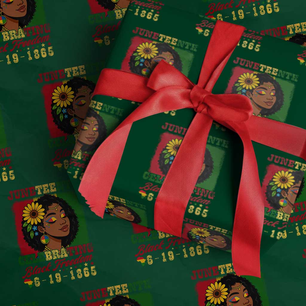 Juneteenth 1865 Black Freedom Celebration Wrapping Paper Roll Afrocentric Pride Melanin Girl - Wonder Print Shop