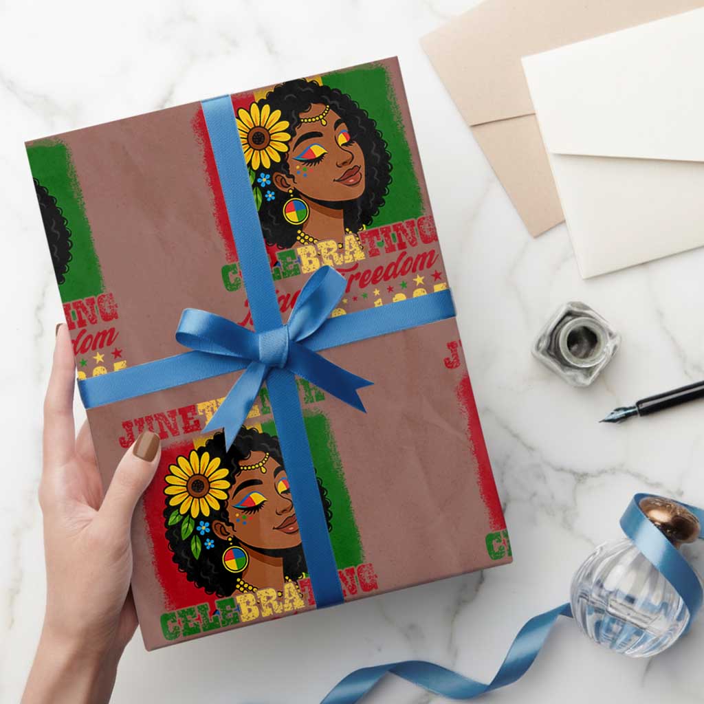Juneteenth 1865 Black Freedom Celebration Wrapping Paper Roll Afrocentric Pride Melanin Girl - Wonder Print Shop