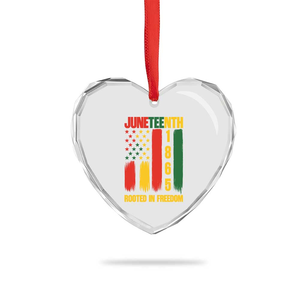 Juneteenth 1865 Freedom Pride Heart Crystal Glass Ornament African American Heritage Graphic