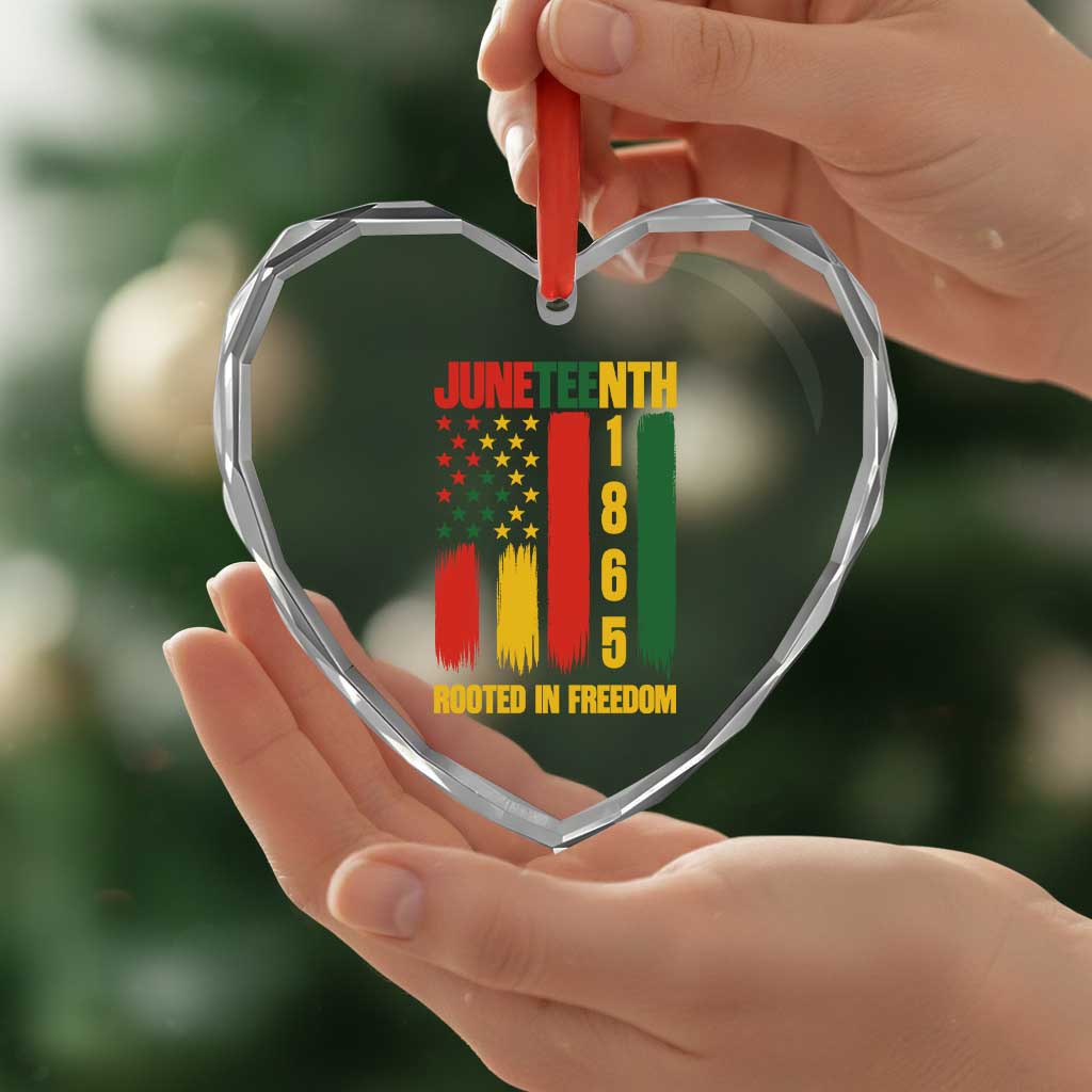 Juneteenth 1865 Freedom Pride Heart Crystal Glass Ornament African American Heritage Graphic