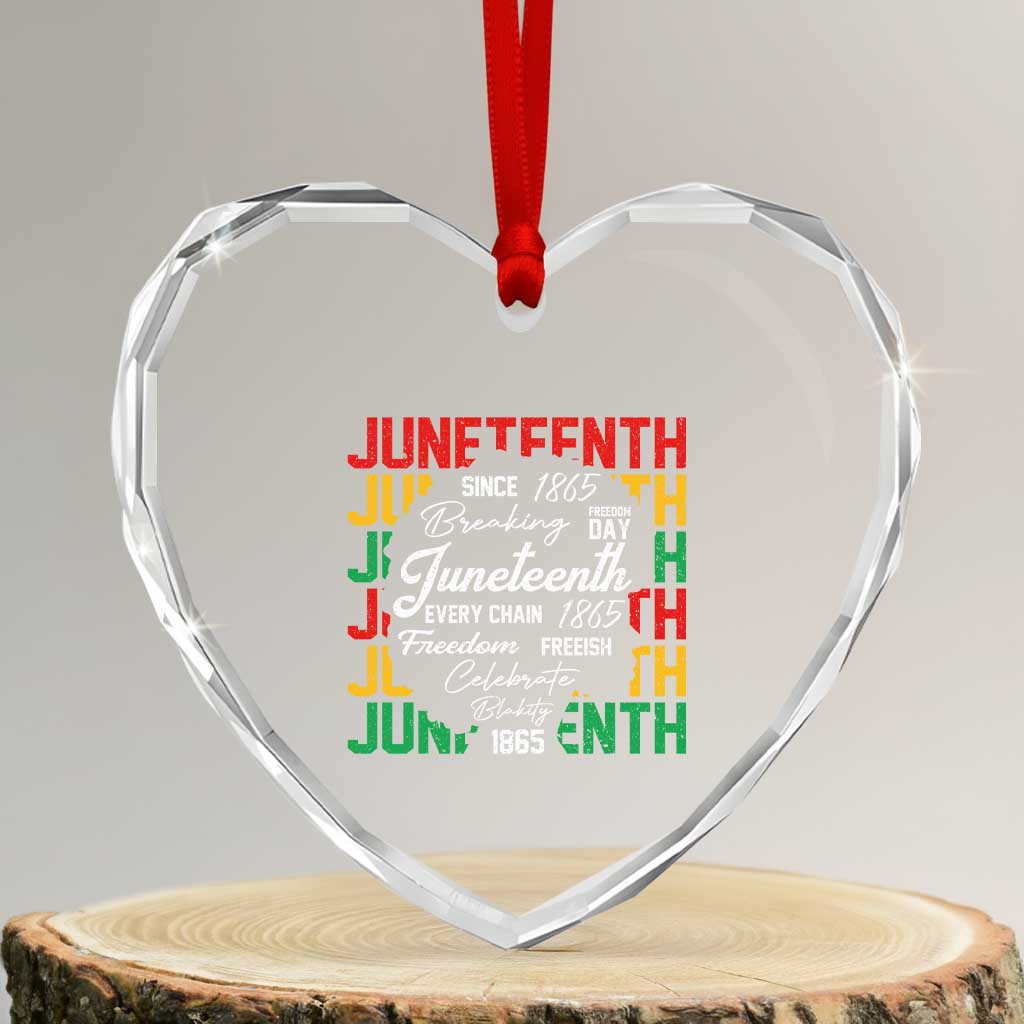Juneteenth 1865 Heart Crystal Glass Ornament Celebrate Black Freedom Breaking Every Chain - Wonder Print Shop