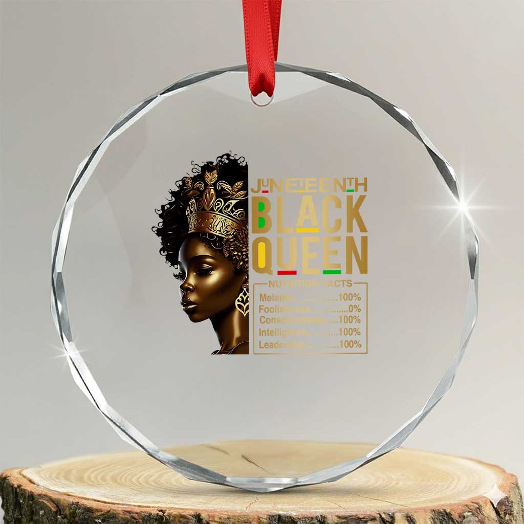Juneteenth Black Queen Nutritional Facts Crystal Glass Ornament Afro Melanin Queen