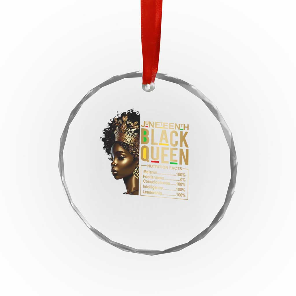 Juneteenth Black Queen Nutritional Facts Crystal Glass Ornament Afro Melanin Queen