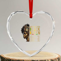 Juneteenth Black Queen Nutritional Facts Heart Crystal Glass Ornament Afro Melanin Queen