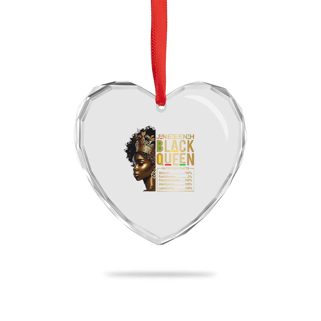 Juneteenth Black Queen Nutritional Facts Heart Crystal Glass Ornament Afro Melanin Queen
