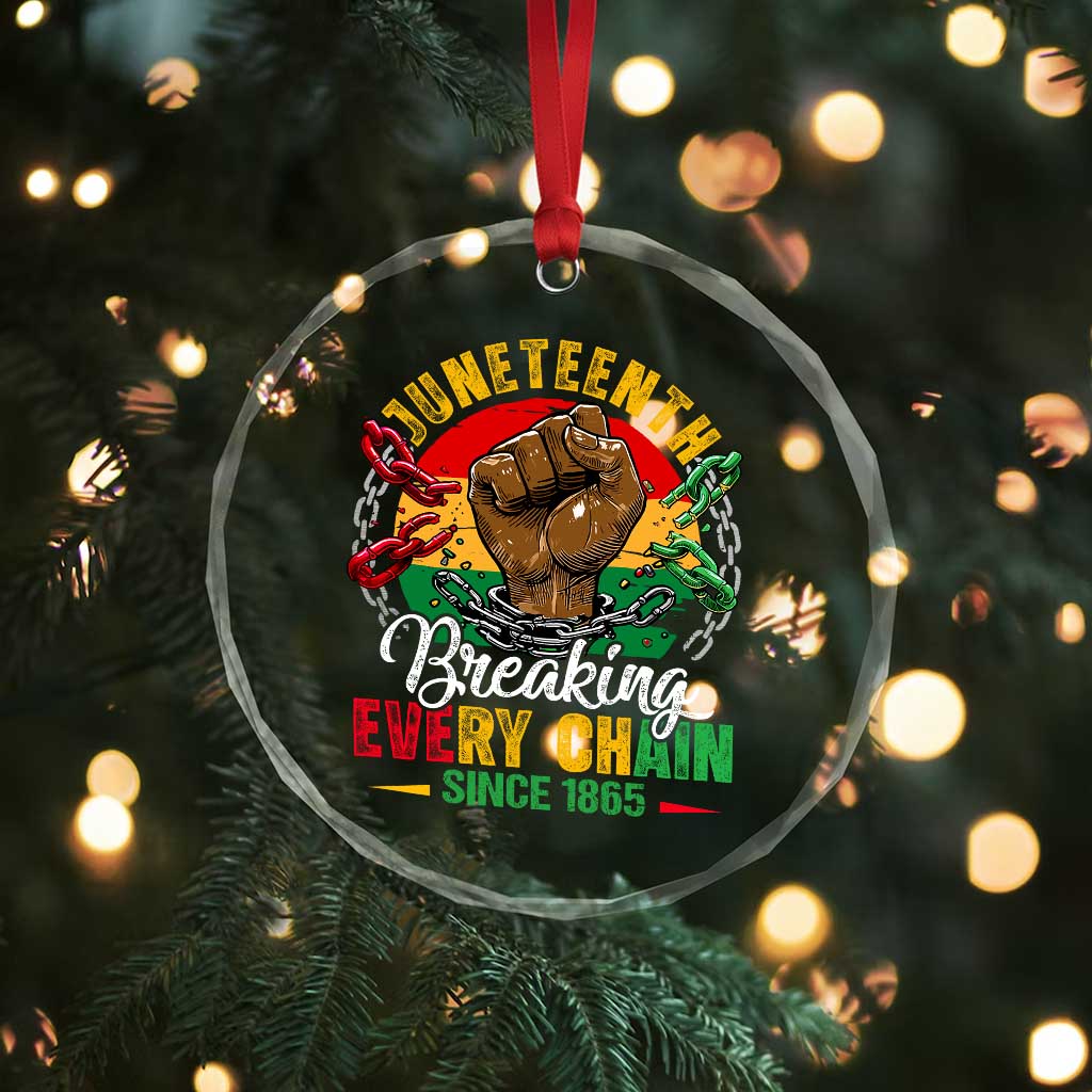 Juneteenth Breaking Every Chain Since 1865 Crystal Glass Ornament Retro Vintage - Wonder Print Shop