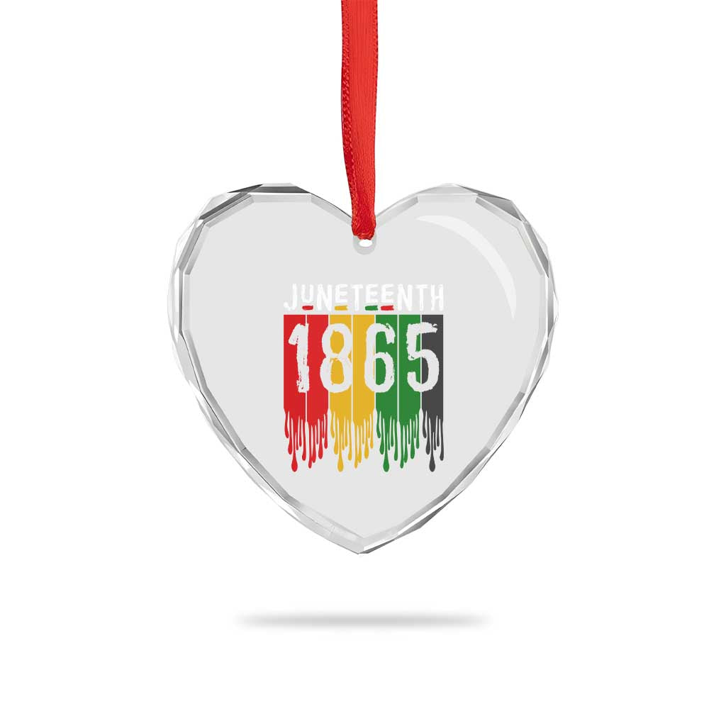 Juneteenth Freedom Pride Heart Crystal Glass Ornament African American Heritage Graphic