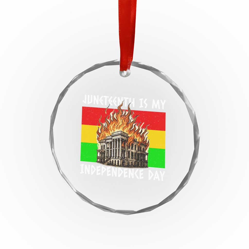 Juneteenth Is My Independence Day Crystal Glass Ornament Bold Afro Liberation Pan-African Flag - Wonder Print Shop
