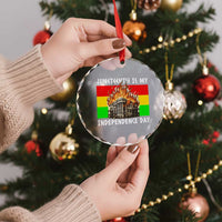 Juneteenth Is My Independence Day Crystal Glass Ornament Bold Afro Liberation Pan-African Flag - Wonder Print Shop