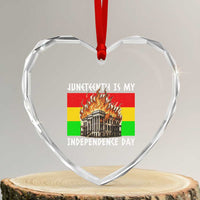 Juneteenth Is My Independence Day Heart Crystal Glass Ornament Bold Afro Liberation Pan-African Flag - Wonder Print Shop