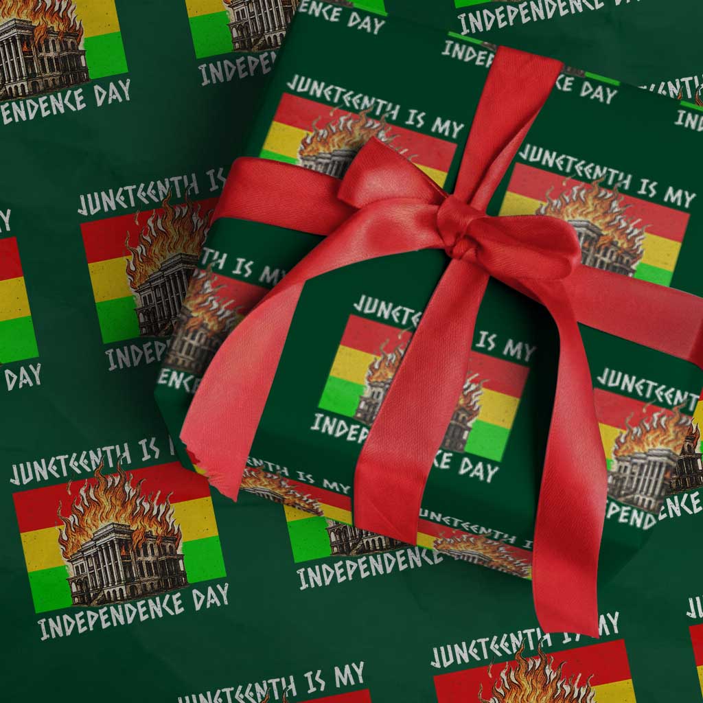 Juneteenth Is My Independence Day Wrapping Paper Roll Bold Afro Liberation Pan-African Flag - Wonder Print Shop