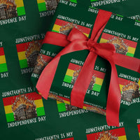 Juneteenth Is My Independence Day Wrapping Paper Roll Bold Afro Liberation Pan-African Flag - Wonder Print Shop