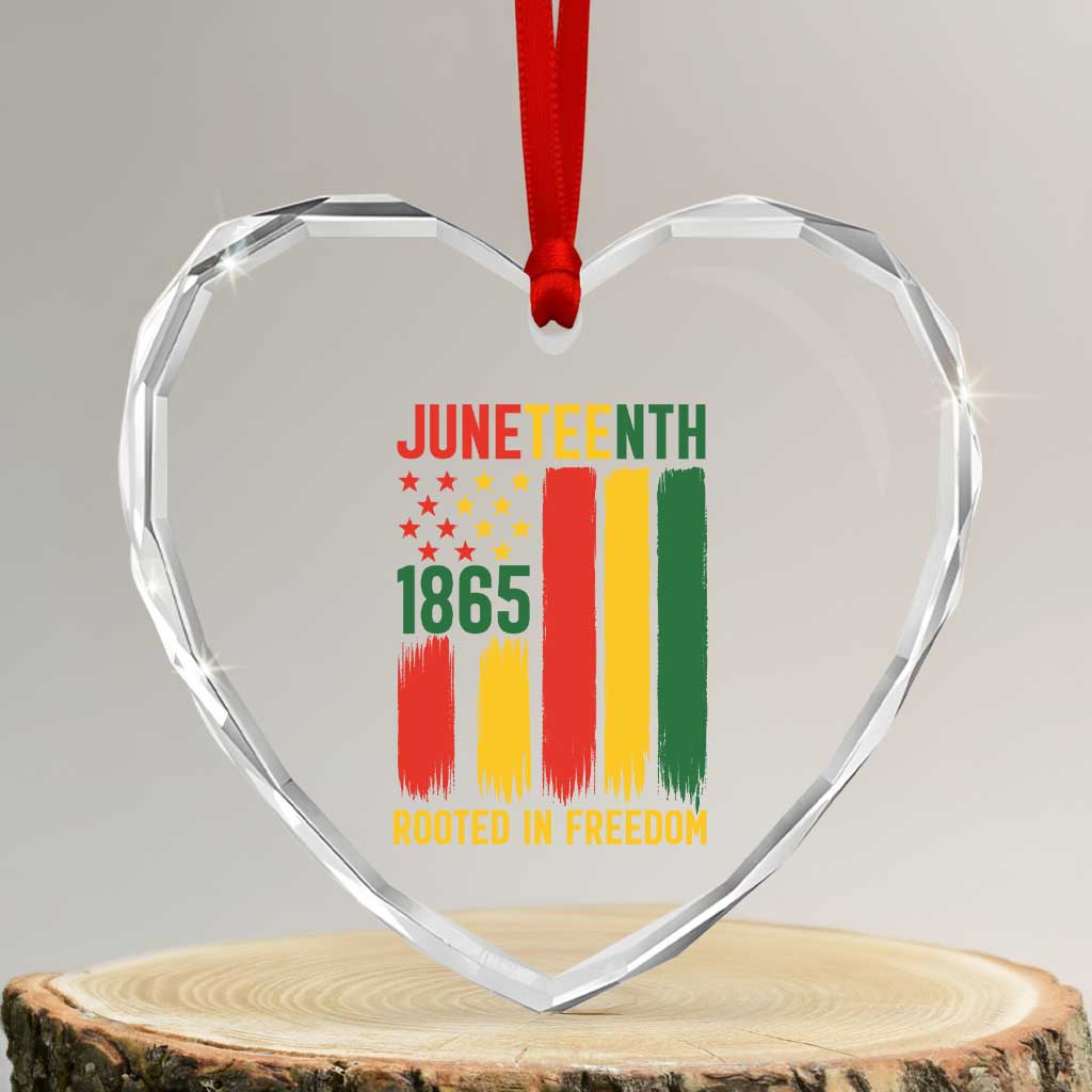 Juneteenth Rooted In Freedom 1865 Heart Crystal Glass Ornament African American Pride