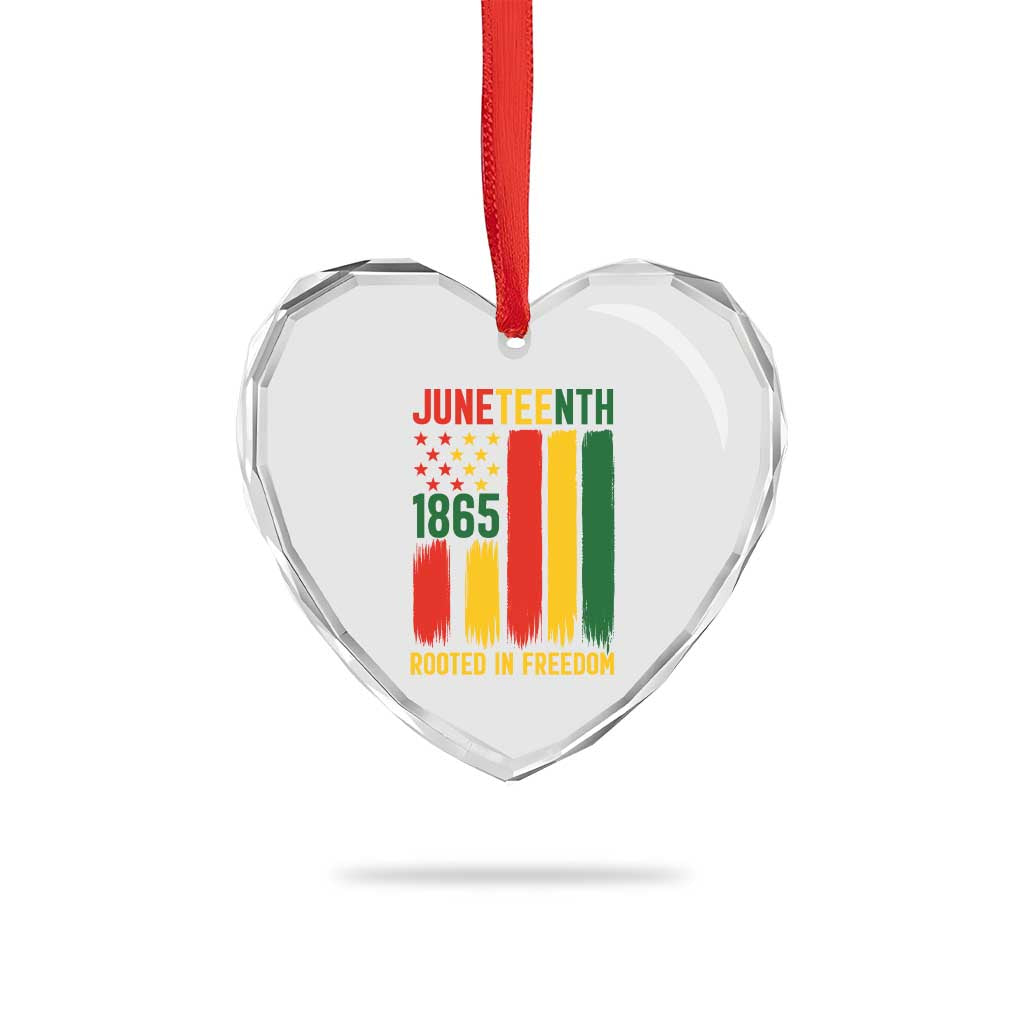 Juneteenth Rooted In Freedom 1865 Heart Crystal Glass Ornament African American Pride