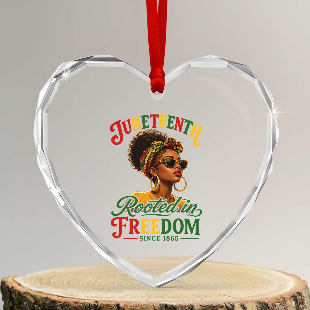 Juneteenth Rooted In Freedom Since 1865 Heart Crystal Glass Ornament Black Women African American