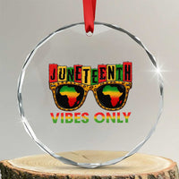 Juneteenth Vibes Only Crystal Glass Ornament Afro Pride Sunglasses Black History Celebration - Wonder Print Shop