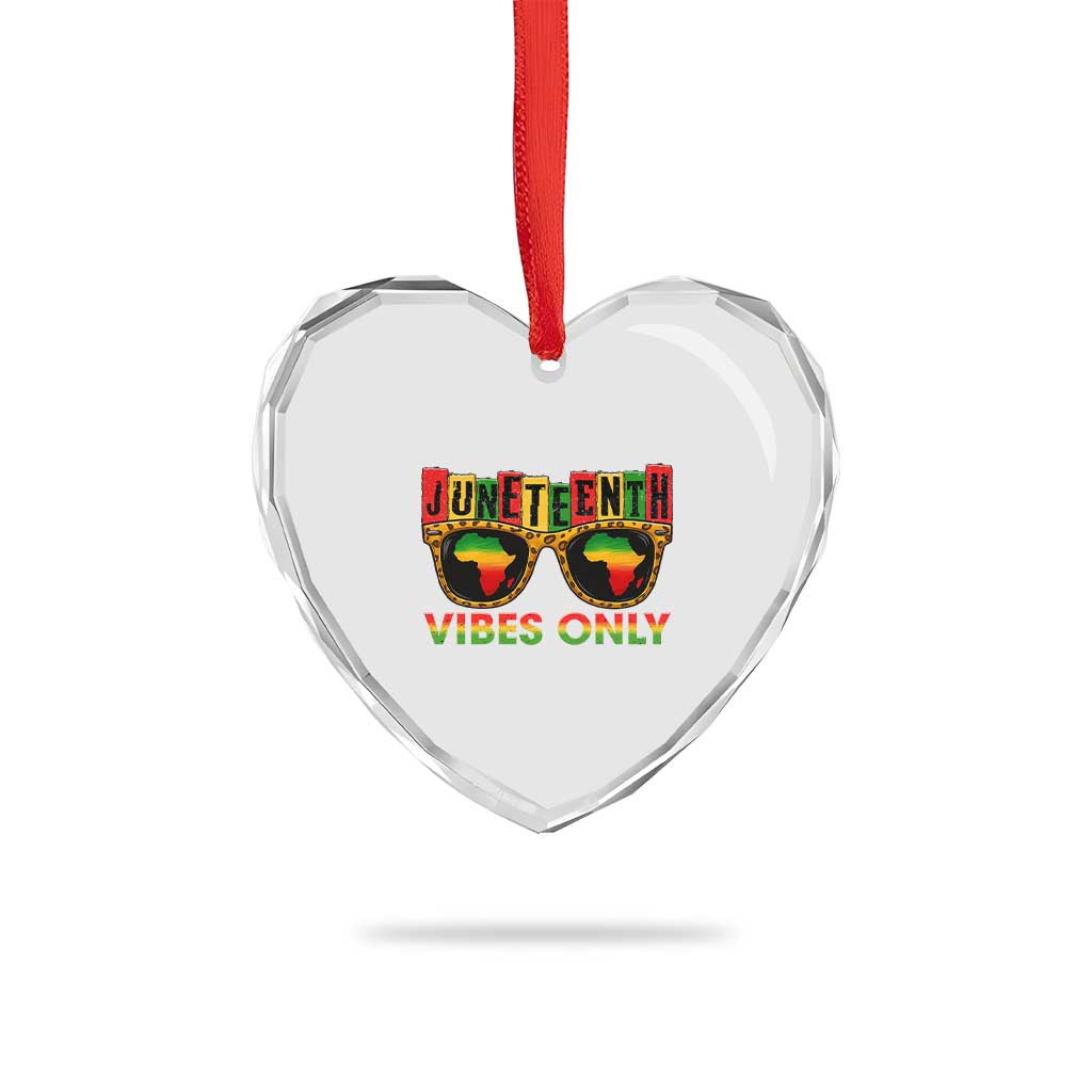 Juneteenth Vibes Only Heart Crystal Glass Ornament Afro Pride Sunglasses Black History Celebration - Wonder Print Shop