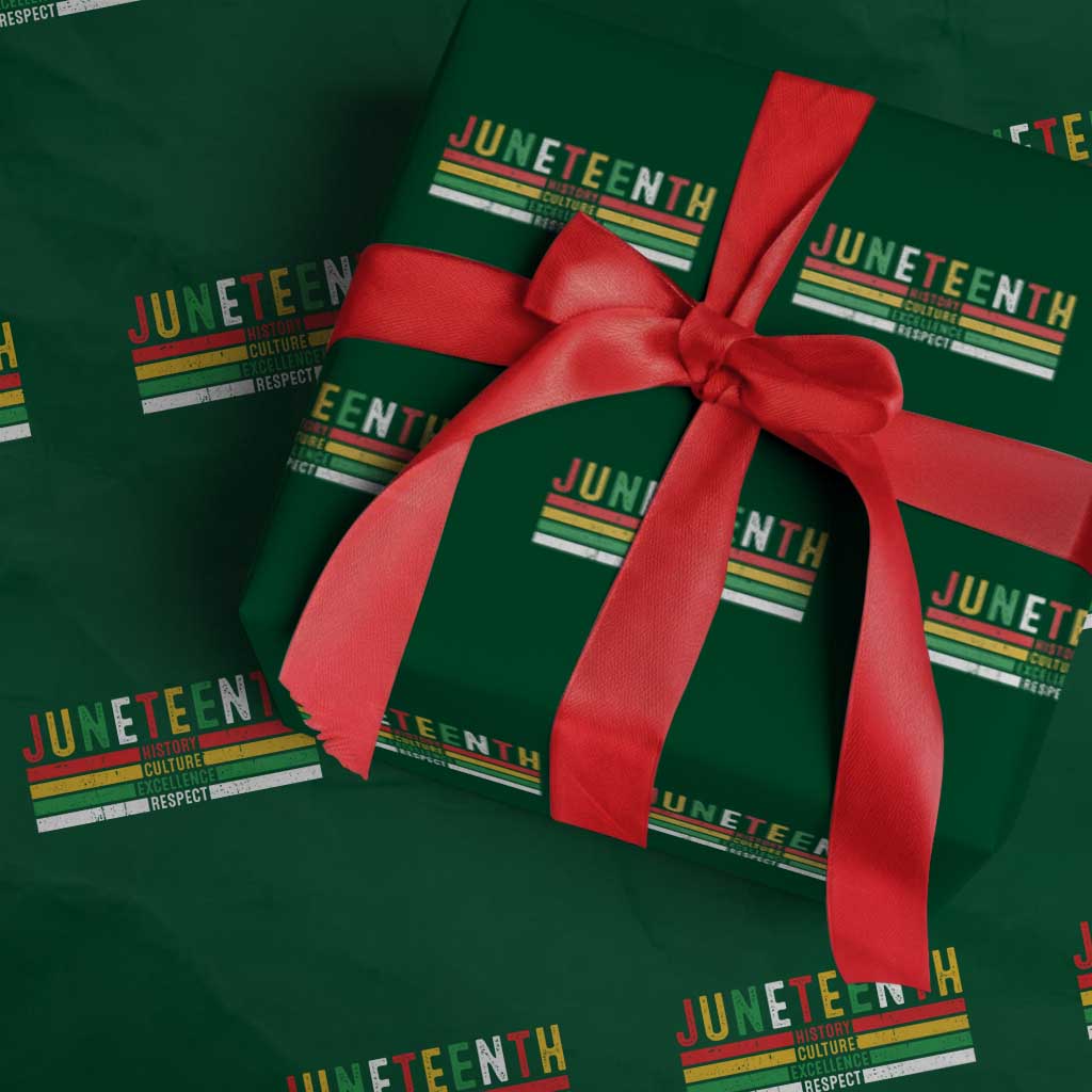 Juneteenth Wrapping Paper Roll Black History Culture Excellence Respect Retro Vintage - Wonder Print Shop