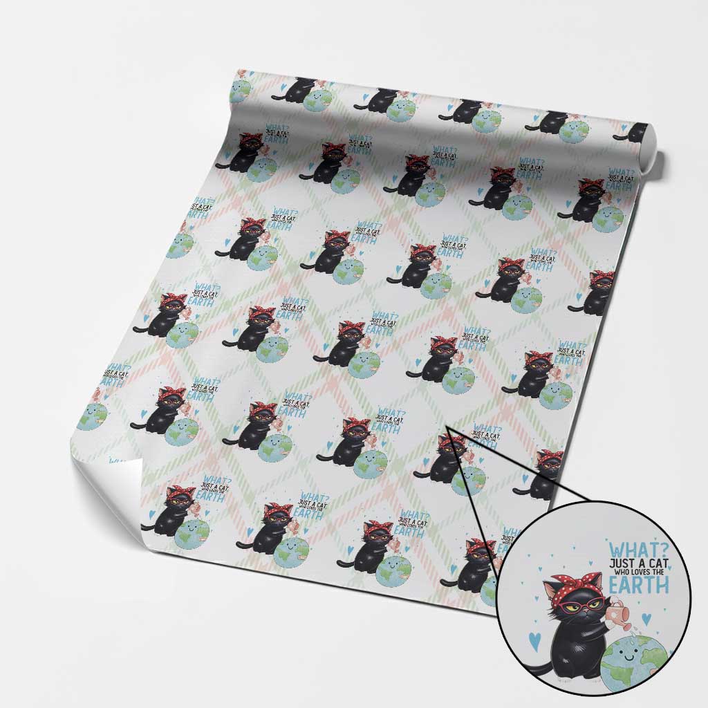 Just A Cat Who Loves The Earth Wrapping Paper Roll Earth Day Cat Lover Gift