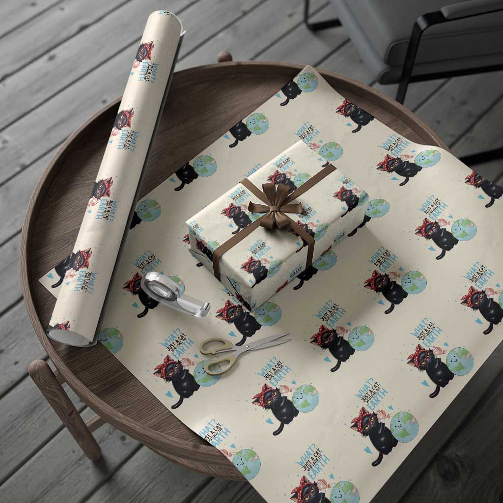 Just A Cat Who Loves The Earth Wrapping Paper Roll Earth Day Cat Lover Gift