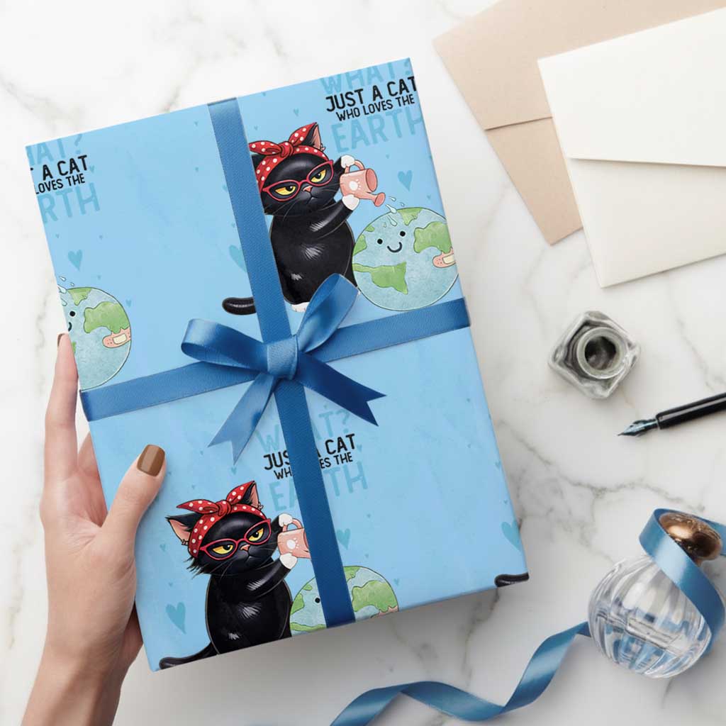 Just A Cat Who Loves The Earth Wrapping Paper Roll Earth Day Cat Lover Gift