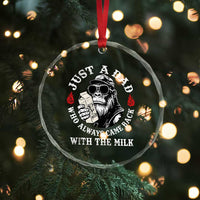 Just A Dad Who Always Came Back With The Milk Funny Bigfoot Father's Day Crystal Glass Ornament