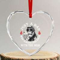 Just A Dad Who Always Came Back With The Milk Funny Bigfoot Father's Day Heart Crystal Glass Ornament
