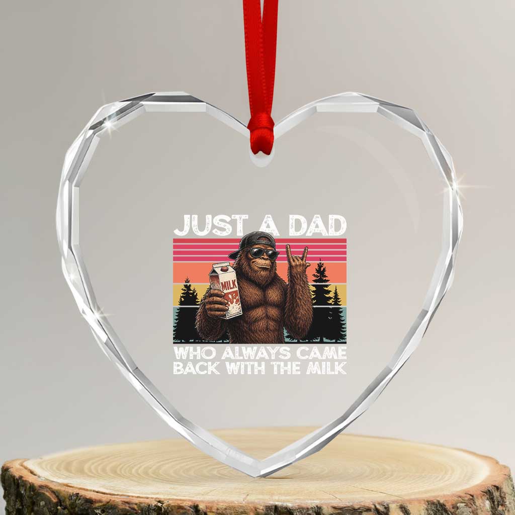 Just a Dad Who Always Came Back with The Milk Heart Crystal Glass Ornament Funny Father's Day Gift