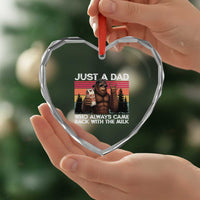 Just a Dad Who Always Came Back with The Milk Heart Crystal Glass Ornament Funny Father's Day Gift