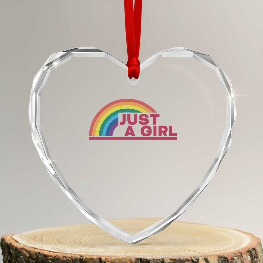 Just A Girl LGBTQ Pride Month Heart Crystal Glass Ornament