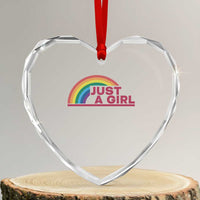 Just A Girl LGBTQ Pride Month Heart Crystal Glass Ornament