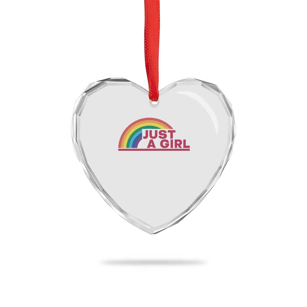 Just A Girl LGBTQ Pride Month Heart Crystal Glass Ornament