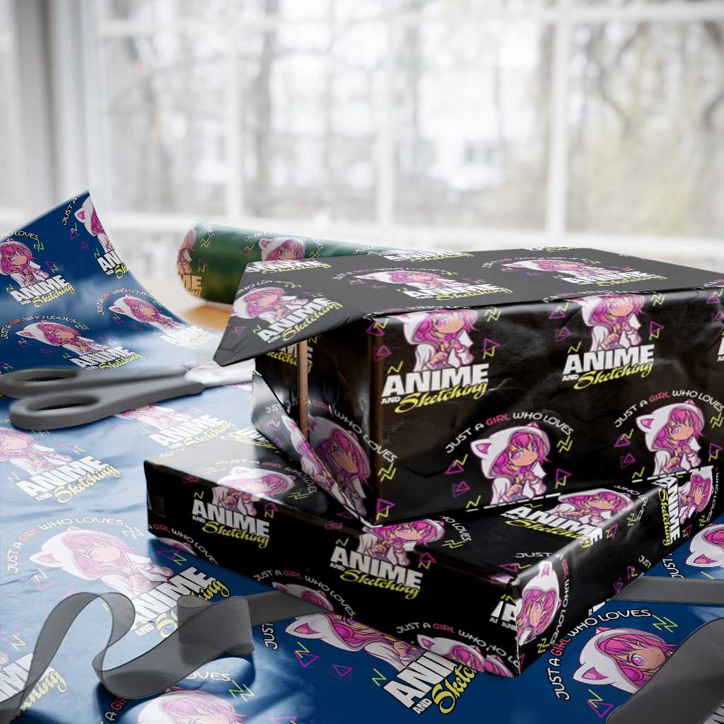 Just A Girl Who Loves Anime and Sketching Wrapping Paper Roll Japan Kawaii Otaku Manga Lover