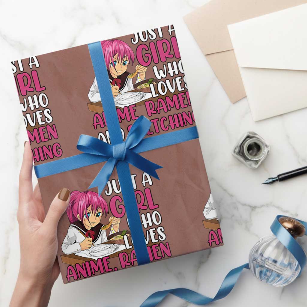 Just A Girl Who Loves Anime Ramen And Sketching Wrapping Paper Roll Japan Kawaii Otaku Manga Lover