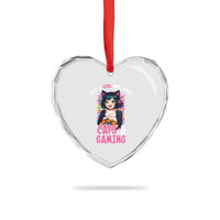 Just A Girl Who Loves Cats And Gaming Heart Crystal Glass Ornament Cute Gamer Gift - Wonder Print Shop